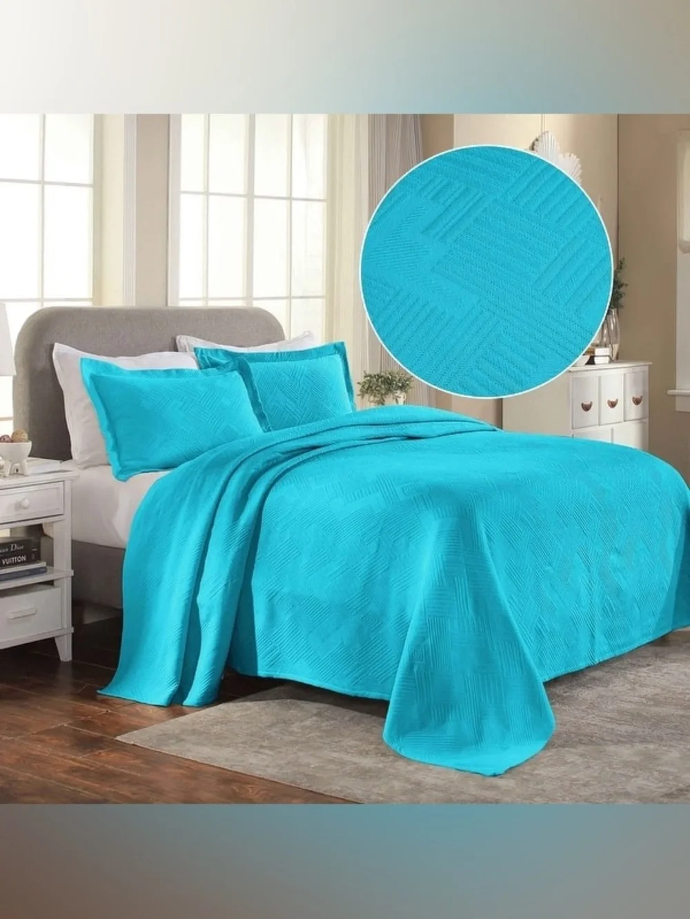 GEOMETRIC FRET Matelassé Bedspread 100% COTTON
